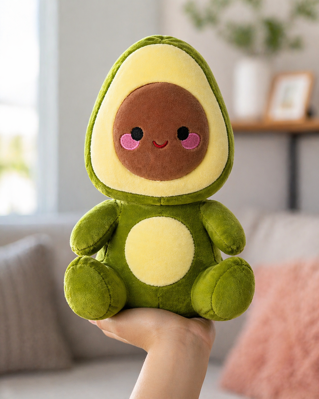 Cute Avocado Plush Toy (35cm) – Soft Stuffed Kawaii Cushion for Kids, Girls, Boys & Gift Lovers
