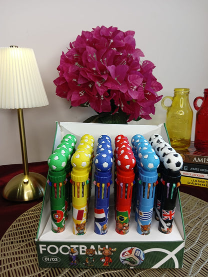 10-in-1 Football Theme Multicolor Pen Set of 6 | 10 Color Ball Pens for Kids & Adults | Top Novelty Pen | Smooth Writing Retractable Color Pen | School Stationery, Return Gifts