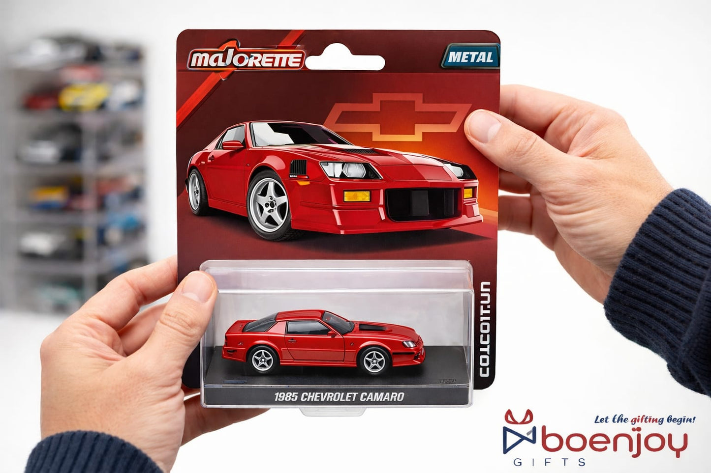 Majorette 1985 Chevrolet Camaro Die-Cast Metal Hot Wheels Toy Car – 1:64 Scale Collectible Model Car for Kids & Collectors (Blue & Red)