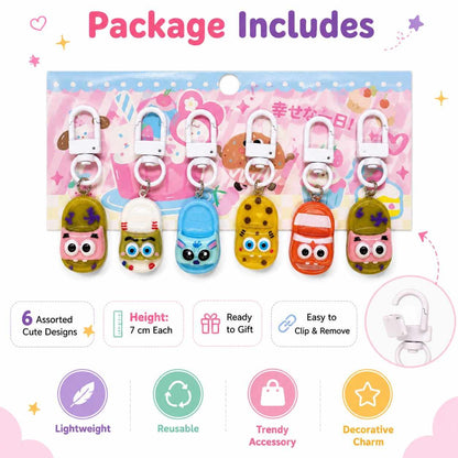 Cute Cartoon Phone Charm Set of 6 – Mini Shoe Phone Charms with Phone Hook | Kawaii Mobile Phone Charm Accessories for Phone Cases, Bags & Keys