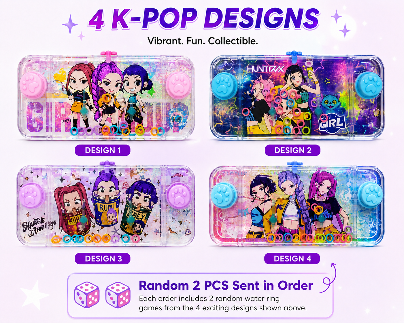 K POP Demon Hunters Water Ring Game Toy for Kids – Interactive Handheld Water Ring Toss Game, Colorful Floating Rings, Random 1 PC (Copy)