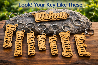 Custom Name MDF Wooden Keychain for Men Women & Couples | Personalized Lover Gift | Painting Kit with Watercolors | Handmade Name Key Ring