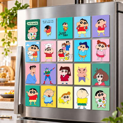 Shinchan Kids Fridge Magnet Set, Refrigerator Magnets | Fun Collectible Gift & Home Décor (Pack of 20) 4x5 cm