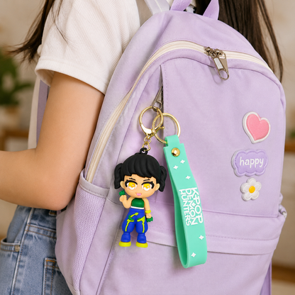 K POP Demon Hunters Key Chain Set of 4 Demon Character Keychains – Rumi, Mira, Zoey & Luna | Cute Anime Key Ring for Girls | Rubber Pendant Bag Charm | Stylish Gift for Kids & Women Random charactors