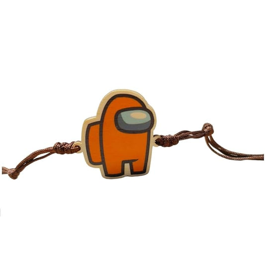Among Us Orange | Premium Wooden Rakhi | Soft Nylon Thread | Size - 4 x 3 cm