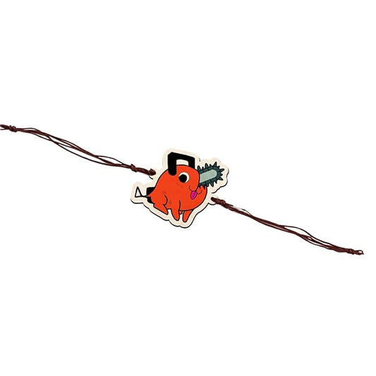 Pocheta Chainsaw Man | Premium Wooden Rakhi | Handmade Paper Packing | Soft Nylon Thread | Size - 4 x 3 cm