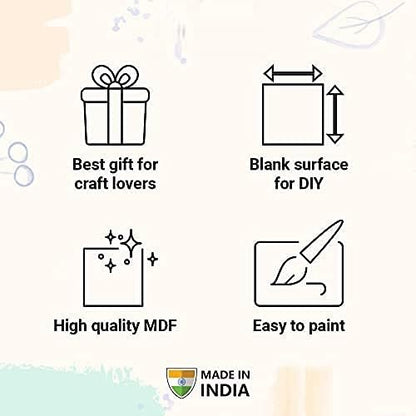 MDF Wood Sheet Craft - Plain Multi for Painting Wooden Sheet Craft - Set of 20-for Decoupage MDF Plains, Resin Art Work & Decoration