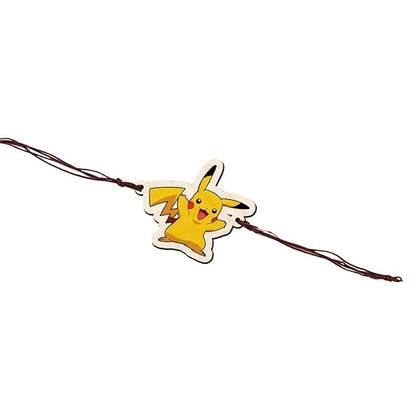 Pikachu | Premium Wooden Rakhi | Handmade Paper Packing | Soft Nylon Thread | Size - 4 x 3 cm