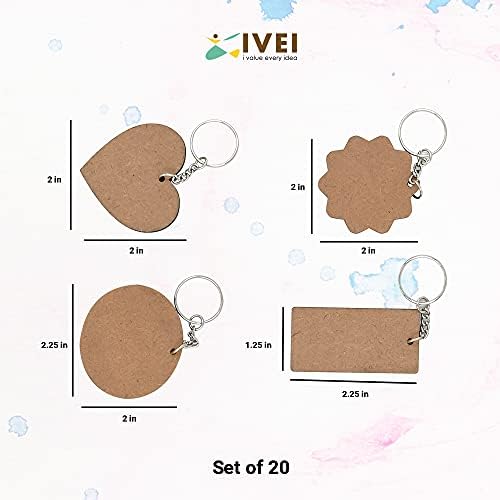 MDF Wood Sheet Craft - Plain Multi for Painting Wooden Sheet Craft - Set of 20-for Decoupage MDF Plains, Resin Art Work & Decoration