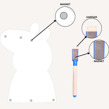 Cute Pig Magnetic Whiteboard | Reusable Magnetic Board for Study, Chores & Activities |Marker Pen Included | Home & School Learning Organizer