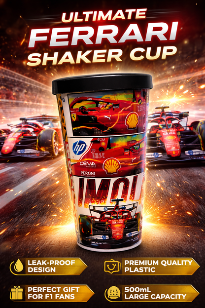 F1 Racing Shipper Tumbler 500ml with Lid – Formula Racing Car Design Plastic Shaker Bottle for Gym, Protein Shake & Water | Leakproof Travel Tumbler | Gift for Racing Fans