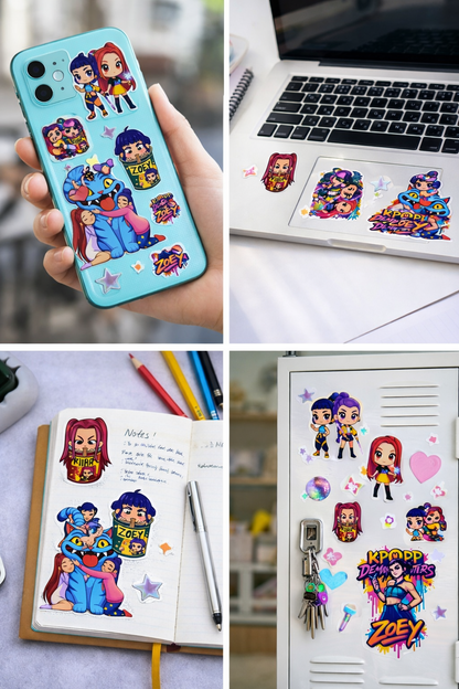 K-Pop Demon Hunters Stickers – 5 Sheets Cute Anime Kpop Girl Sticker Pack | Aesthetic Waterproof Stickers for Laptop, Phone, Journal, Scrapbook (50+ Stickers)