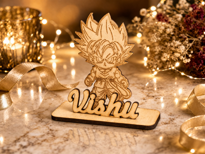 Personalized Anime Wooden MDF Name Stand | Custom Laser Engraved Name Plate | Desk Decor Gift for Kids & Anime Lovers | Unique Birthday Gift | Wooden Customized Name Stand (13x14 cm)