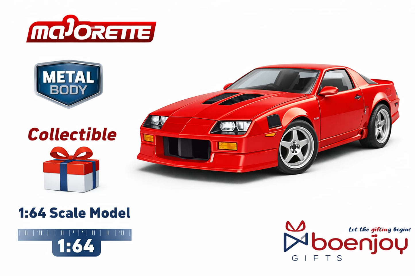 Majorette 1985 Chevrolet Camaro Die-Cast Metal Hot Wheels Toy Car – 1:64 Scale Collectible Model Car for Kids & Collectors (Blue & Red)