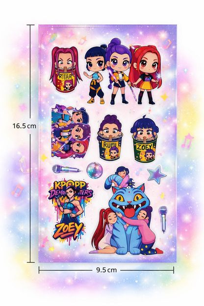 K-Pop Demon Hunters Stickers – 5 Sheets Cute Anime Kpop Girl Sticker Pack | Aesthetic Waterproof Stickers for Laptop, Phone, Journal, Scrapbook (50+ Stickers)