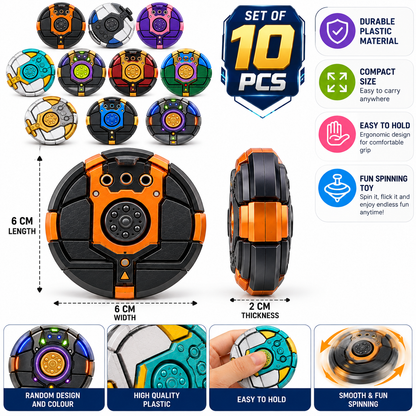Transforming Spinner Robot Toy Set of 10 for Boys & Girls | 6 CM Plastic Spinning Toy (Random Design ) Cod Not Available
