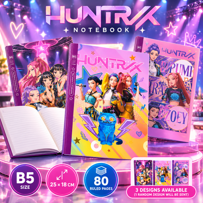 K POP Demon Hunters B5 Notebook – 80 Ruled Pages, 25 x 18 cm, Stylish Notebook for Girls, Kids & Teens, School, Study, Journaling & Daily Writing – 1 Random Design