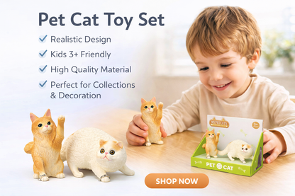 Pet Cat Toy Set 2 | Realistic Cat Figurines | Cute Mini Animal Toys for Play, Desk Decor & Gifts
