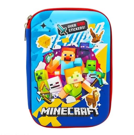 Mine - craft Pencil Case for Kids – Pack of 1, Large Capacity Waterproof Stationery Pouch with Zipper| Cute Hardtop Pencil Box for School, Boys & Girls (1 PC- Random Design) Size 22X15 cm