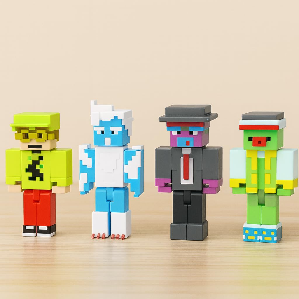 Minecraft Building Block Set for Kids, 4 Pcs Mini Figures Play Set, Action Figures | Creative Building Toys for Boys & Girls Age 6+ (Style A)