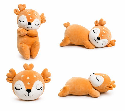 Lumi the Sleepy Deer Plush Toy – Soft Cute Stuffed Animal for Kids, Baby & Gift (28cm Cuddle Buddy)Random 1 pcs