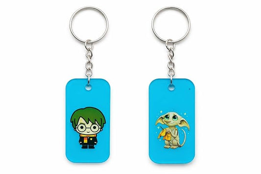 Harry Potter & Dobby Cartoon Keychain Set | Cute Anime Character Key Ring | Lightweight Acrylic Key Holder for Bags, Car Keys & Gifts (Set of 2)