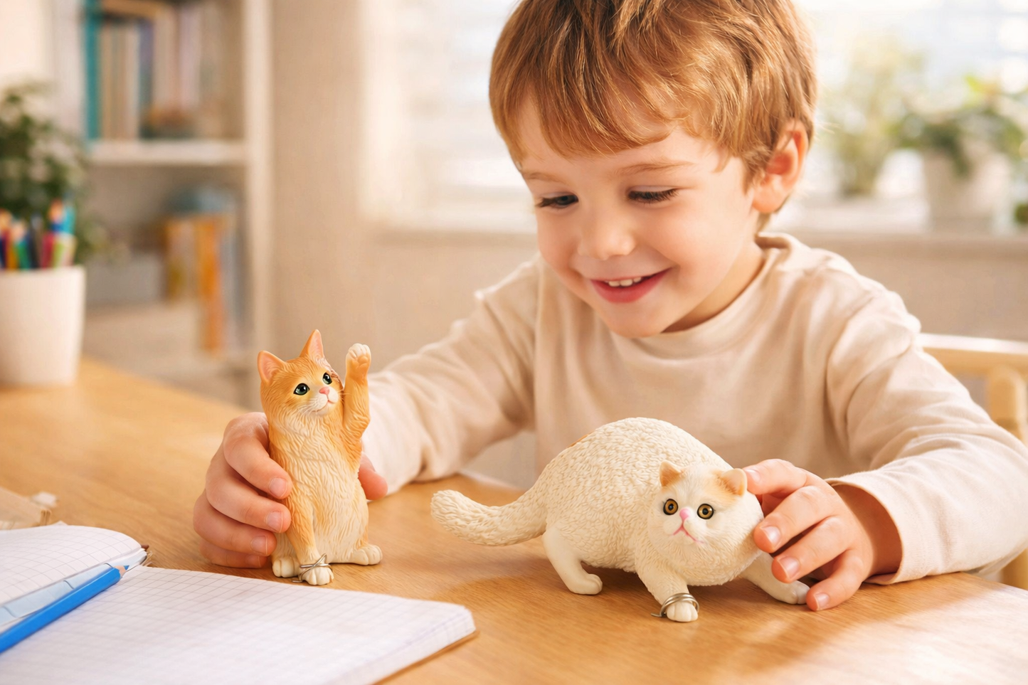 Pet Cat Toy Set 2 | Realistic Cat Figurines | Cute Mini Animal Toys for Play, Desk Decor & Gifts