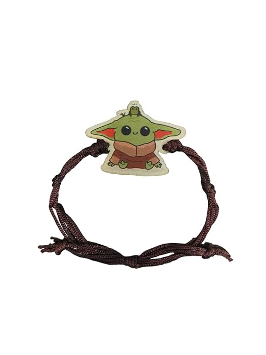 Baby Yoda | Premium Wooden Rakhi | Handmade Paper Packing | Soft Nylon Thread | Size - 4 x 3 cm