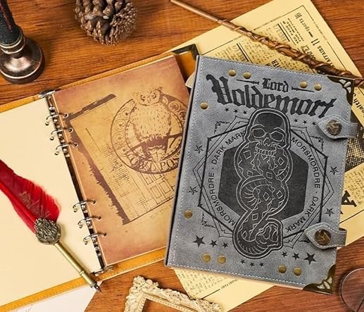 Harry Potter Diary Notebook A5 Vintage Journal, Magic Theme Refillable Planner with Hogwrts Letterhead Pages, Collectible Writing Notepad, Stationery Gift for Fans (Voldemort)