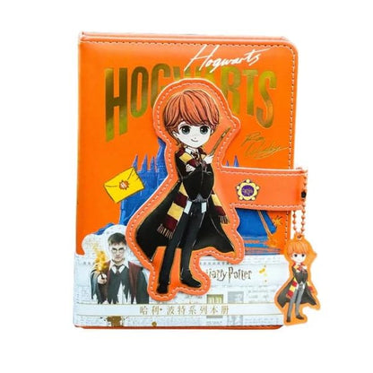 Harry Potter Inspired Lock Diary with Magnetic Snap | 1 Pc A5 Notebook | Cute Cartoon Design | Lined Pages | Gift for Kids, Teens & Fans (Ron)