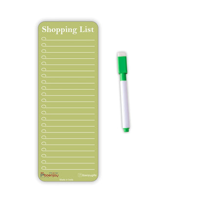 Magnetic Shopping List for Fridge, Dry Erase Board with Marker, 24x9 cm Kitchen Notepad, Grocery List Organiser, Personal Organisers, to Do List, Green
