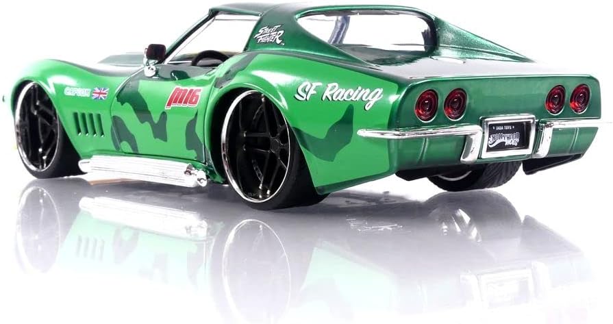 Jada Street Fighter 1:24 1969 Chevrolet Corvette Stingray ZL1 & 2.75" Cammy Figure, Toys for Kids and Adults( COD NOT AVAILABLE)