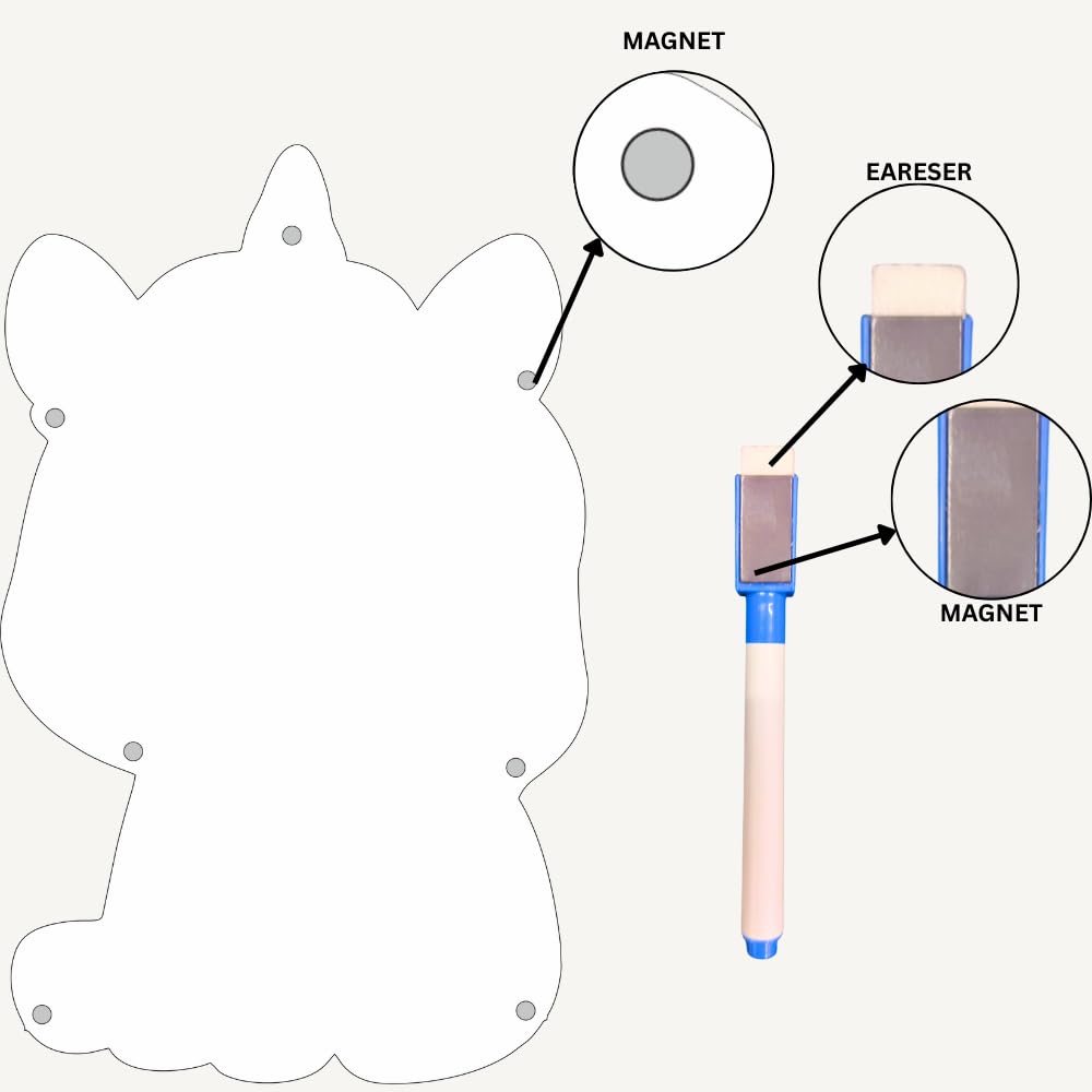 Unicorn Magnetic Whiteboard | Reusable Magnetic Board for Study, Chores & Activities |Marker Pen Included | Home & School Learning Organizer