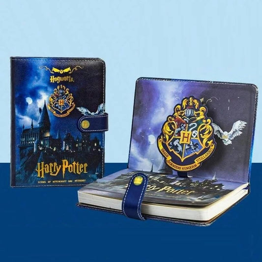 Harry Potter Inspired Lock Diary with Magnetic Snap | 1 Pc A5 Planner Notebook | Cute Cartoon Design | Lined Pages | Gift for Kids, Teens & Fans (Hogwerts Blue)