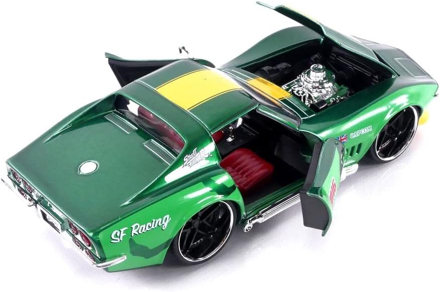 Jada Street Fighter 1:24 1969 Chevrolet Corvette Stingray ZL1 & 2.75" Cammy Figure, Toys for Kids and Adults( COD NOT AVAILABLE)