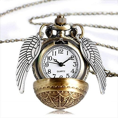 Harry Potter Vintage Winged Pocket Watch with Chain – Antique Style Quartz Watch for Men & Women