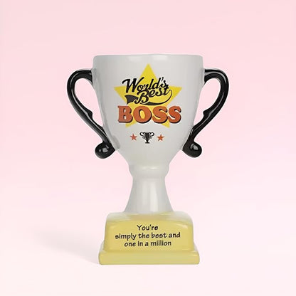 World's Best Boss Trophy, Ceramic Cup Design, 16 cm