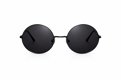 Round Black Sunglasses for Men & Women | UV Protection Stylish Metal Frame Sunglasses | Lightweight Retro Fashion Goggles