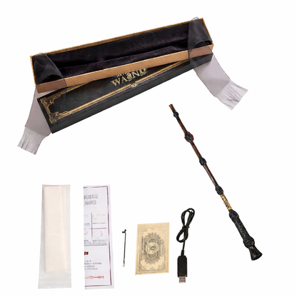 Harry Potter Magic Wand with Fire Effect | Wizard Fire Spitting Wand Costume Prop | Fireball Magic Wand for Party & Halloween | Gift Packaging with Manual | Dumbledore Style Wan