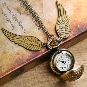 Harry Potter Vintage Winged Pocket Watch with Chain – Antique Style Quartz Watch for Men & Women