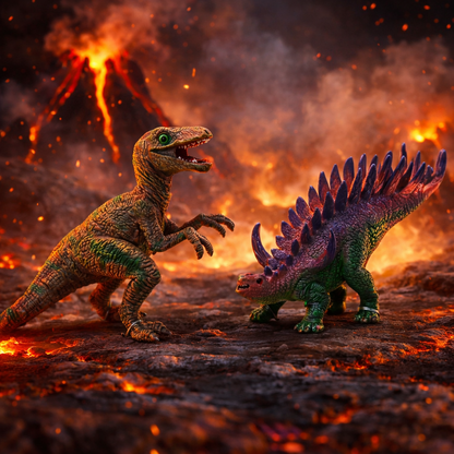 Raptor & Stego Dinosaur Toy Set (Set of 2) – Realistic Simulation Models, Non-Toxic Kids Toys, Desk Decor, Home Decor , Gifts for Boys & Girls (3+)