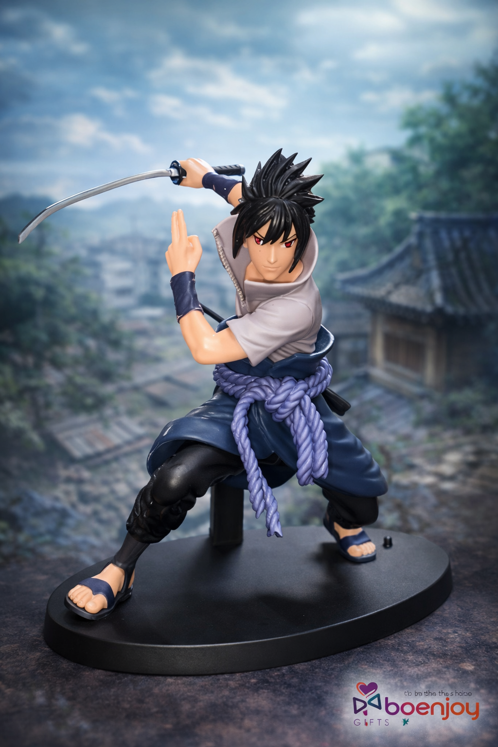 Naruto-Sasuke Uchiha Action Figure 18cm – Naruto Anime Collectible Statue with Sword & Base |