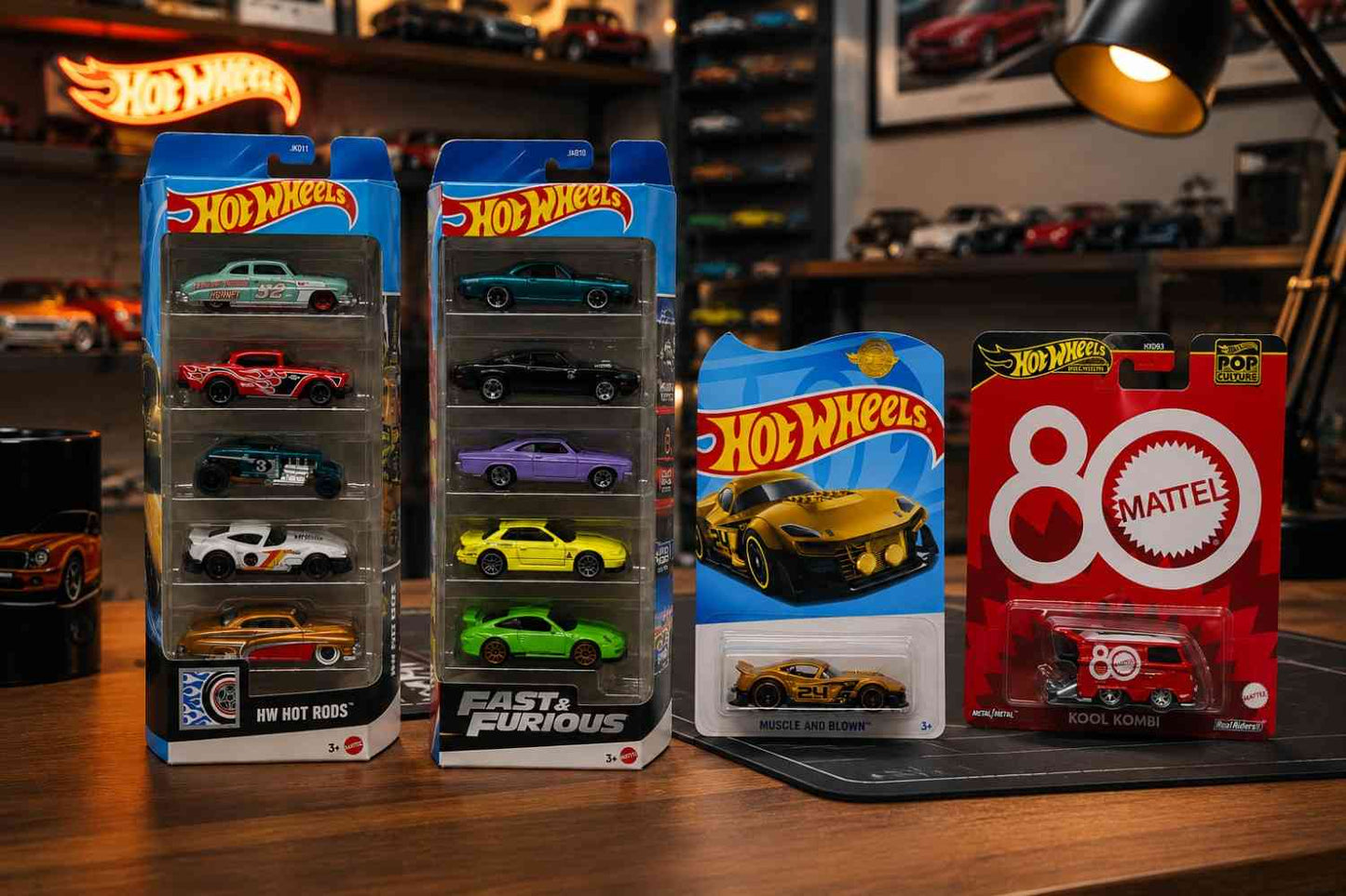 Hot Wheels Collector Bundle – HW Hot Rods 5-Pack, Fast & Furious 5-Pack, Kool Kombi & Muscle and Blown Die-Cast Cars