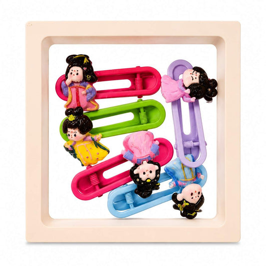 Cartoon Princess Hair Clip Set of 5 for Kids, Girls & Teens | Cute Colorful Snap Hair Clips
