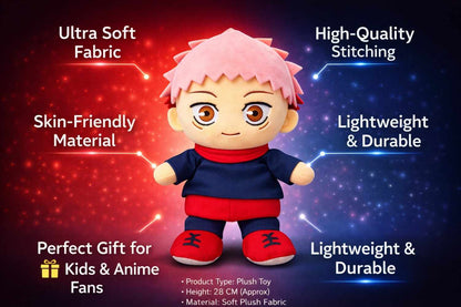 Yuji Itadori Inspired Plush Toy 28 CM – Anime Soft Stuffed Doll | Cute Gift for Kids, Boys, Girls & Anime Fans