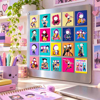 K POP Demon Hunters Kids Fridge Magnet Set, Refrigerator Magnets | Decorative Kitchen Magnets for Kids | Fun Collectible Gift & Home Décor (Pack of 20) 4x5 cm