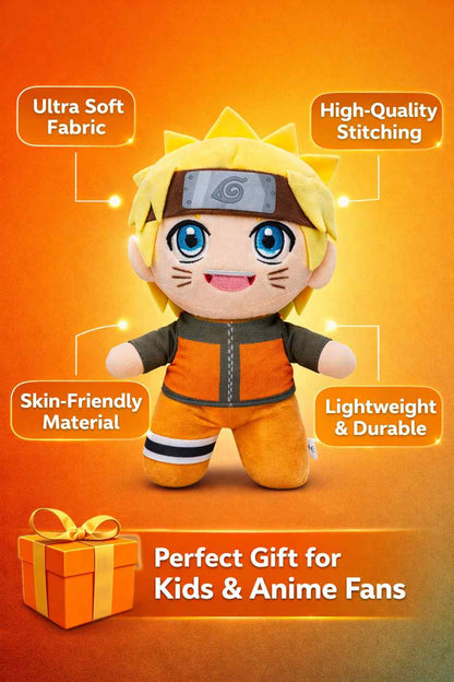 Naruto Uzumaki Inspired Plush Toy 24 CM – Anime Ninja Soft Stuffed Doll | Premium Quality Cute Gift for Kids, Boys, Girls & Anime Fans