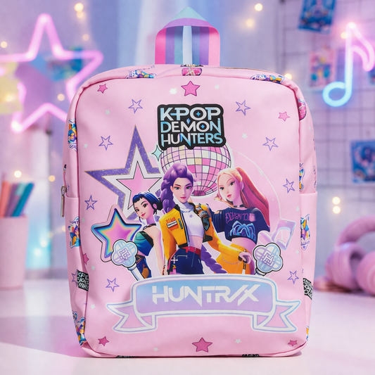 K POP Demon Hunters Kids Backpack for Girls | Cute Cartoon School Bag | Lightweight & Spacious | Adjustable Straps | Pink & Blue Designs | Ideal for School, Travel & Daily Use (Random 1 Pcs)