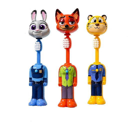 Zootopia Kids Toothbrush Set of 3 | Judy Hopps, Nick Wilde & Clawhauser Character Toothbrush | Soft Bristles Travel Toothbrush for Kids