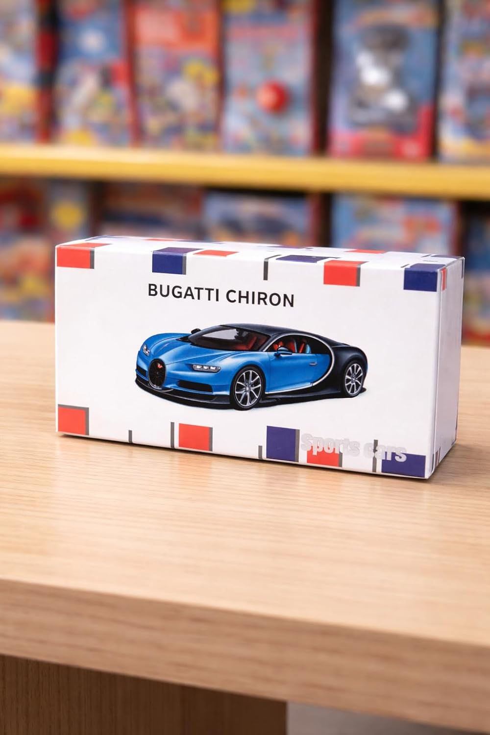Bugatti Chiron 1:64 Scale Miniature Sports Car Model – Blue & Black Collectible Toy with Box | COD Not Available